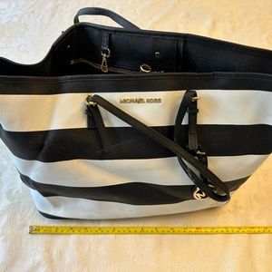 Michael Kors Black & White Striped Tote